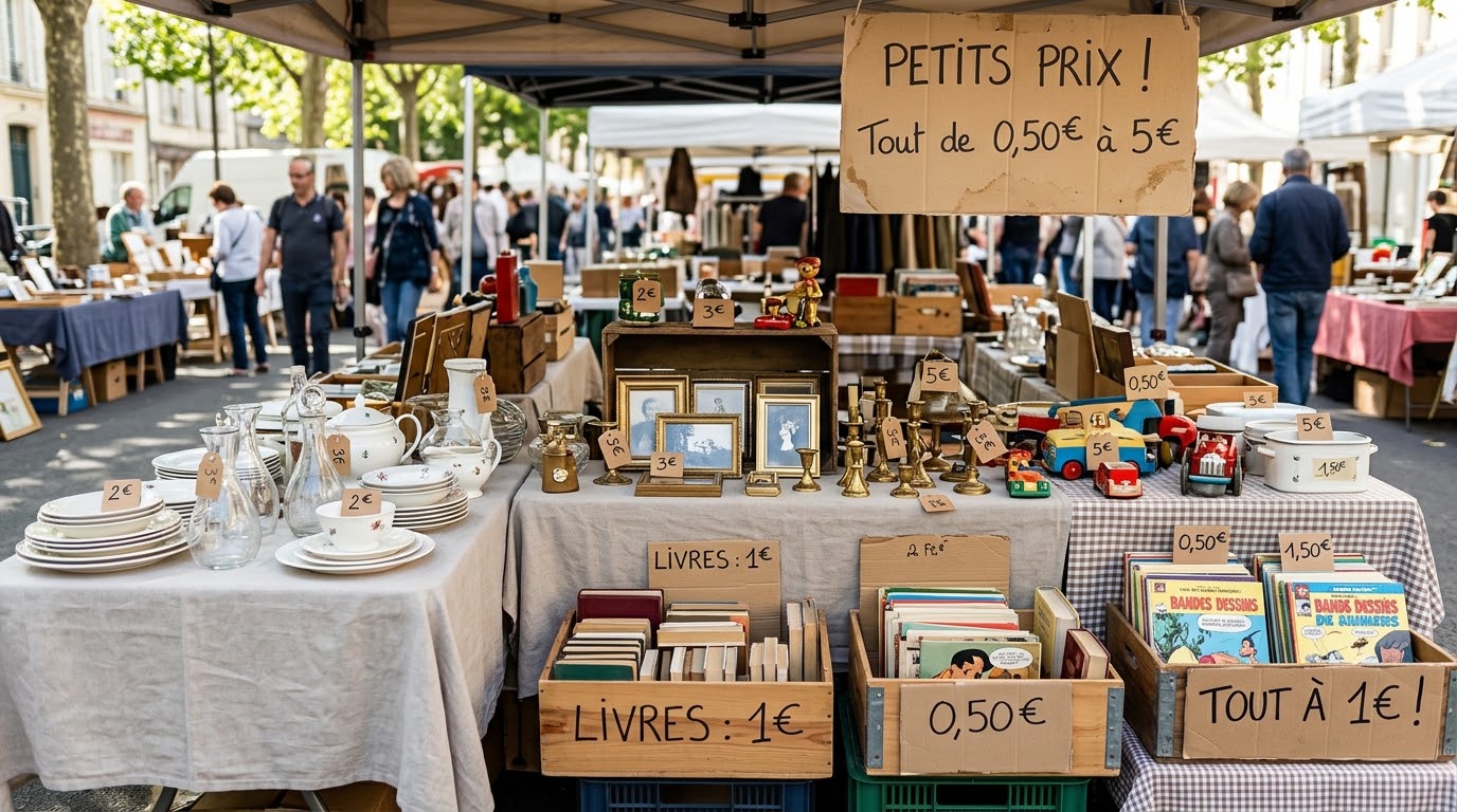 Un beau stand de brocante bien tenu 